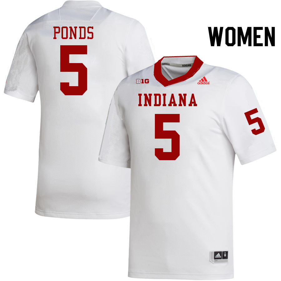 Women #5 D'Angelo Ponds Indiana Hoosiers College Football Jerseys Stitched-White